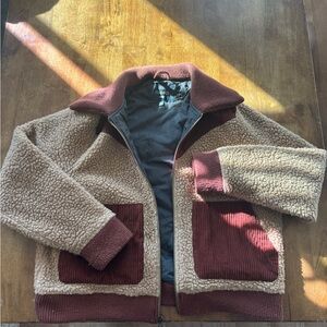 Toad&co corduroy and fleece zip up jacket. Warm and cozy.